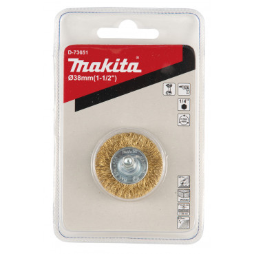 Brosse circulaires à fils laiton - diamètre 38mm - filetage 1/4" Hex MZ - diamètre du fil 0,3mm Makita | D-73651