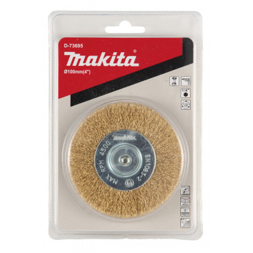 Brosse circulaires à fils laiton - diamètre 100mm - filetage 1/4" Hex MZ - diamètre du fil 0,3mm Makita | D-73695