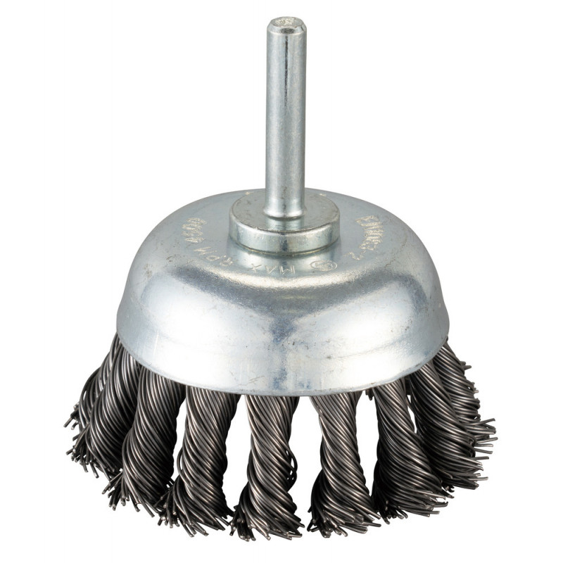 Brosse pinceau à fils acier torsadés - diamètre 63mm - filetage 6mm - diamètre du fil 0,5mm Makita | D-73798