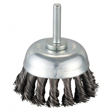 Brosse pinceau à fils acier torsadés - diamètre 63mm - filetage 6mm - diamètre du fil 0,5mm Makita | D-73798