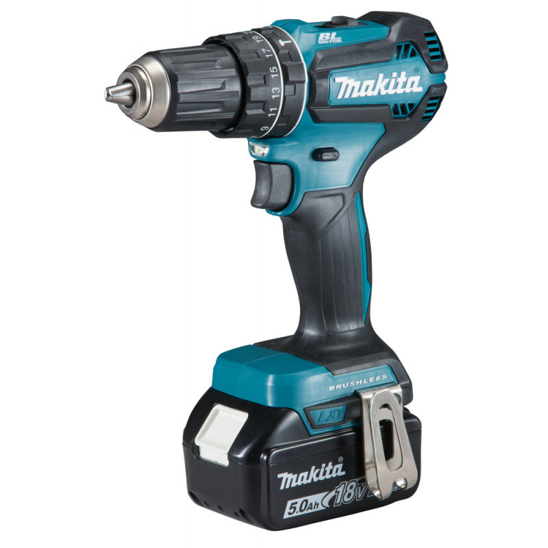 Perceuse visseuse Makita | percussion LXT - 18 Volts - sans fil Lithium (Li-Ion) - 5 Ah - Ø 13mm - poids 1,8kg | DHP485RTJ