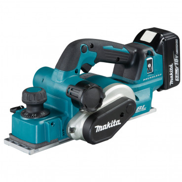 Rabot à bois Makita LXT 18 Volts - sans fil Lithium (Li-Ion) - 5 Ah - 82mm - profondeur rabotage 0 - 3mm | DKP181RTJ