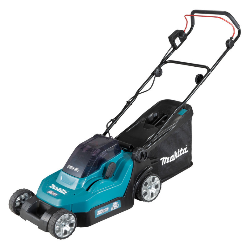 Tondeuse Makita 38cm LXT 36 Volts 2 x 18 Volts - sans fil Lithium (Li-Ion) - 4 Ah - 38cm - 40 L - diamètre lame 38cm - hauteur tonte 20 à 75mm - surface tonte 560m² | DLM382CM2