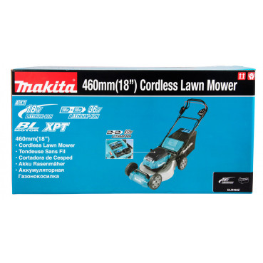 Tondeuse Makita auto-tractée LXT 36 Volts 2 x 18 Volts - sans fil Lithium (Li-Ion) - 46cm - (Produit seul) - diamètre lame 46cm - hauteur tonte 20 à 100mm - surface tonte 1900-1400m² | DLM462Z