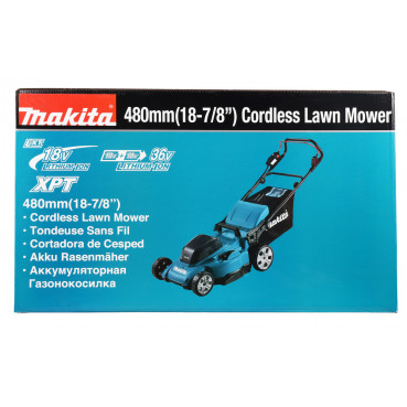 Tondeuse Makita 48cm LXT 36 Volts 2 x 18 Volts - sans fil Lithium (Li-Ion) - 5 Ah - diamètre lame 48cm - surface tonte 650m² - hauteur tonte 20 à 100mm | DLM480CT2