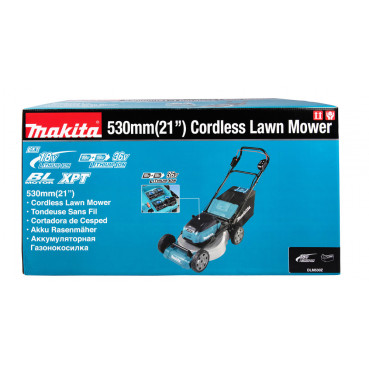 Tondeuse Makita 53cm LXT 36 Volts 2 x 18 Volts - sans fil Lithium (Li-Ion) - (Produit seul) - diamètre lame 53,4cm - hauteur tonte 20 à 100mm - surface tonte 2300m² | DLM530Z