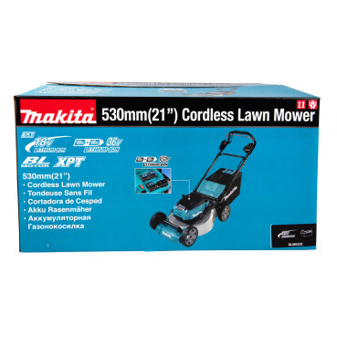 Tondeuse Makita auto-tractée LXT 36 Volts 2 x 18 Volts - sans fil Lithium (Li-Ion) - 53cm - (Produit seul) - diamètre lame 53,4cm - hauteur tonte 20 à 100mm - surface tonte 2300m² | DLM532Z