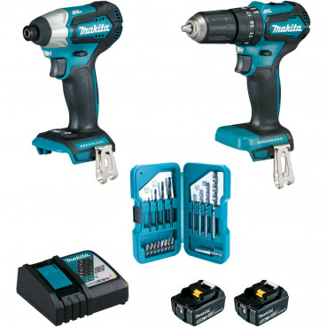 Ensemble pack de 2 machines Makita 18 Volts - sans fil Lithium (Li-Ion) 5 Ah (DTD155 + DHP483) - charge moyenne 45min | DLX2221TJ2