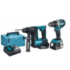 Image du produit : Ensemble pack de 2 machines Makita 18 Volts - sans fil Lithium (Li-Ion) 5 Ah (DDF484 + DHR171) | DLX2271TJ