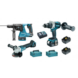 Ensemble pack de 3 machines Makita BL1850B (DGA506 + DDF481 + DHR243) - charge moyenne 45min | DLX3092TJ