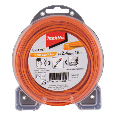 Bobine de fil nylon hélicoïdal pour débroussailleuse, rotofil, coupe bordure à batterie - diamètre du fil 2,4mm - longueur 15m Makita | E-01797