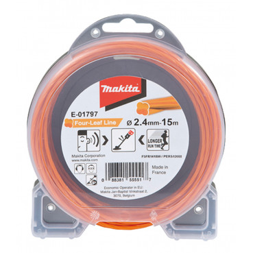 Bobine de fil nylon hélicoïdal pour débroussailleuse, rotofil, coupe bordure à batterie - diamètre du fil 2,4mm - longueur 15m Makita | E-01797