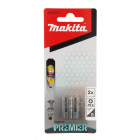 Image du produit : Embout pour vissage à chocs (Impact Premier) 25mm POZIDRIV - PZ2, Hexa 1/4" - 2 pièce(s) Makita | E-03171