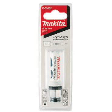 Scie cloche Makita EzyChange, HSS Bi-Métal avec 8% de Cobalt - diamètre 16mm - profondeur maxi de perçage 44mm - 1 pièce(s) | E-03632