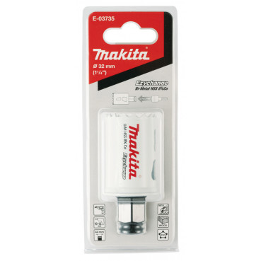 Scie cloche Makita EzyChange, HSS Bi-Métal avec 8% de Cobalt - diamètre 32mm - profondeur maxi de perçage 44mm - 1 pièce(s) | E-03735