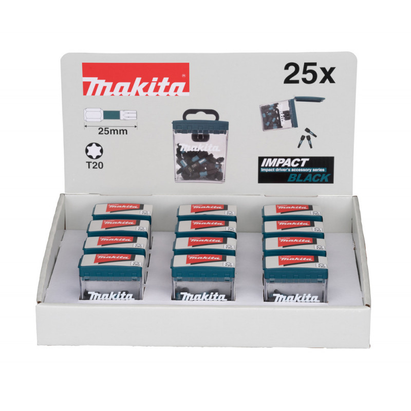 Master Carton 12 x Packs embout de vissage à chocs (Impact Black) TORX T20 25mm - 25 pièce(s) Makita | E-12382-12