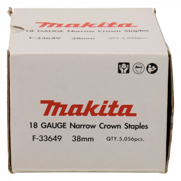 Agrafe étroite 6 x 38mm - largeur 6mm - longueur totale 38mm - 5060 pièce(s) - jauge 18 Ga Makita | F-33649